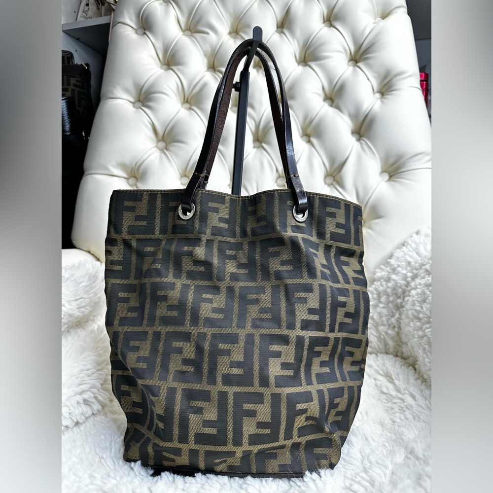 Fendi Black and Brown Small Tote Bag with Iconic Monogram